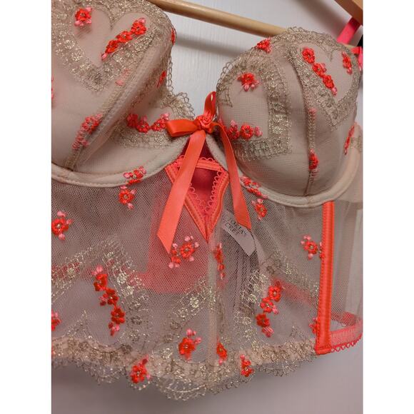 Victorias Secret Dream Angels Lightly-Lined Heart Embroidery Corset Top Lingerie - Picture 3 of 5